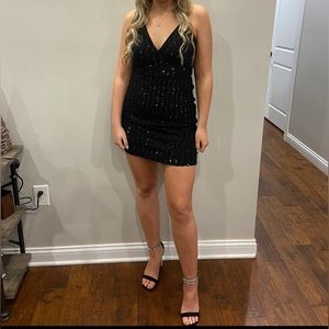 Black sequin short dress